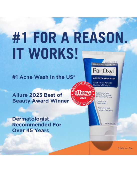 PanOxyl Acne Foaming Wash Benzoyl Peroxide 10% Maximum Strength
